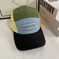 Close-up of color-block quick-dry baseball cap with Saturn embroidery and 5-panel design - M (56-58cm) / Black Brim