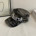 Close-up of MORSK embroidery and red star detail on camouflage military cadet cap - M (56-58cm) / Gray Camouflage