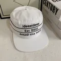 Gorra militar blanca de copa plana estilo vintage con estampado de letras negras - M (56-58cm) / Blanco