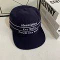 Gorra militar plana azul marino de lona con bordado blanco y diseño de estilo urbano - M (56-58cm) / Negro