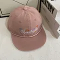 Cappellino baseball vintage rosa a tesa piatta con ricamo Spectacle e cordino - M (56-58cm) / Rosa