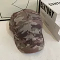 Short brim camouflage camp cap with ripstop texture in woodland pattern for men and women - M(56-58cm) / Army Green Camo