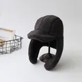 Berretto da baseball in pile grigio scuro con paraorecchie e spessa fodera invernale - M (56-58cm) / Nero