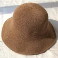 Deep coffee brown knitted linen bucket hat with fine woven texture in a foldable sun design - M (56-58cm) / Khaki
