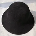 Foldable black cotton linen bucket hat for women with knit texture and sun protection - M (56-58cm) / Black
