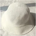 White knitted cotton linen sun hat for women featuring a minimalist foldable dome design - M (56-58cm) / White