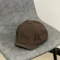 Cappello newsboy vintage marrone scuro in cotone lavato con design classico a otto pannelli - M(56-58cm) / caffè