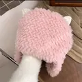 Gorro de invierno rosa de felpa con orejas de gato y orejeras para mujer suave - M (56-58cm) / Estilo Orejas de Gato / Rosa