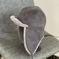 Berretto da aviatore in finta pelle scamosciata con fodera in lana di agnello e paraorecchie - M (56-58cm) / Grigio