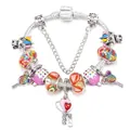Charming candy-themed charm bracelet with colorful lollipops and fruit glass beads - 16cm