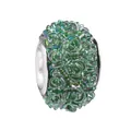 Cuenta de rosa de resina verde iridiscente con núcleo de metal para pulseras DIY - Verde iridiscente