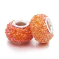 Leuchtend orangefarbene Harzperle mit Rosenrelief und Metallkern für DIY-Armbänder - Leuchtend Oranger Rosenstil (005)