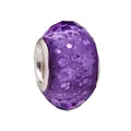 Facettierte lila Perle mit Glitzer-Finish und großem Silberkern für DIY-Armbänder - Lila