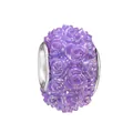 Cuenta de resina morada con rosas y núcleo de metal plateado para joyas DIY - Violeta fantasma