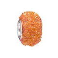 Cuenta de rosa naranja de resina con núcleo de plata de gran agujero para joyas - Naranja Aurora