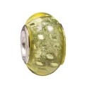 Gelbe Harz-Perle mit Gold-Glitzer-Netz und großem Silber-Metallkern für DIY-Schmuck - Transparentes Gelb