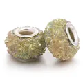 Gelbgrüne schillernde Rosen-Harzperlen mit Silberkern für DIY-Schmuck und Armbänder - Gelbgrüner Irisierender Rosenstil (010)