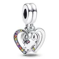 Charm de corazón con puzzle en plata y circonitas de colores para pulseras de DIY - Especificación Normal / Corazón De Rompecabezas (015)
