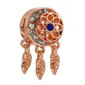 Rose gold moon and flower charm with blue stone and leaf dangles for DIY bracelets - Rose Gold Moon Dreamcatcher (1)