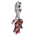 Gingerbread man charm in silver with brown enamel and festive colorful zircons - Gingerbread Man Style (2)