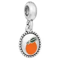 Silver bead charm with orange fruit enamel pendant for DIY beaded bracelets - Orange Slice Style (3)