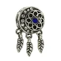 Vintage silver charm with blue stone and leaf pendants for DIY beaded bracelets - Vintage Silver Flower Dreamcatcher (2)