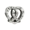 Silver sister heart charm with cubic zirconia for DIY bracelets and jewelry - Vintage Silver Sister Heart (4)