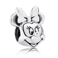 Charm Minnie Mouse in argento con fiocco iconico per bracciali componibili fai-da-te - Stile Topolina con Fiocco (1)