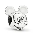 Ciondolo Topolino in metallo lucido argentato per bracciali fai da te e gioielli - Stile Topolino Orecchie Tonde (2)