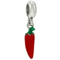 Red chili pepper charm with green enamel and silver bail for DIY beaded bracelets - Red and Green Chili Style (13)