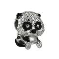 Charm a panda scintillante con zirconi e smalto nero in argento sterling S925 - Stile Panda (16)