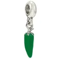 Silver charm bead featuring a vibrant green chili pepper pendant in smooth enamel finish - Green Chili Style (14)