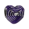 Charm a cuore in argento e smalto viola con incisione MOM per braccialetti - Stile Cuore MOM Viola (17)