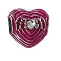 Ciondolo a cuore in smalto rosa con scritta MOM per bracciali personalizzati DIY - Stile Cuore MOM Magenta (18)