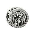 Silver family charm bead with hollow hearts and sparkling white zirconias for DIY bracelets - Family Silhouette Style (16)