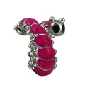 Charm bruco in smalto rosa con punti rossi per bracciali di perline in argento - Stile Bruco (19)