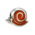 Snail charm pendant with orange enamel shell for DIY bracelets in silver finish - Orange Spiral Snail Style (17)