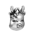 Ciondolo in argento retrò a forma di renna carina con fiocco e dettagli corna - taglia standard / Stile Cervo (22)