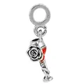 DIY rose flower charm pendant in retro silver with red enamel for charm bracelets - 3D Red Heart Rose (22)
