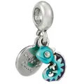 Ciondolo in argento con camaleonte blu e disco con incisione Always Be Yourself - taglia standard / Stile Doppio Pendente Camaleonte (28)