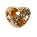 Golden heart charm with bone-shaped crystal inlay for DIY jewelry bracelet - Gold Bone Heart (26)