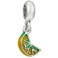 Ciondolo in argento con fetta di limone gialla in smalto per bracciali con perline - taglia standard / Stile Fetta di Limone (30)
