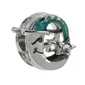 Celestial silver moon and star charm bead with blue glitter for DIY charm bracelets - Personified Moon and Star (29)