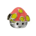 Pink mushroom charm with yellow dots and a smiling face in silver stainless steel - Pink Polka Dot Smile Mushroom (31)