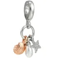 Charm marino con conchiglia oro rosa, perla bianca e ciondolo a stella marina argento - Stile Conchiglia Stella Marina Perla Artificiale (33)