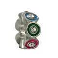 Silver charm bead with multi-color enamel patterns and sparkling rhinestones - Colorful Multi-hole Big Hole Bead (32)