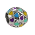 Colorful enamel heart cutout charm bead in silver finish for DIY charm bracelets - Colorful Heart Hollow Bead (33)