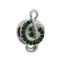 Elegant silver musical treble clef charm bead inlaid with sparkling green gemstones - Treble Clef Style (34)