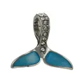 Silver mermaid tail charm with blue enamel and sparkling crystal inlay for DIY jewelry - Blue Enamel Fish Tail (35)
