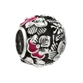 Charm floreale in argento ossidato con fiori in smalto rosa per bracciali a perline - Stile Floreale 3D (37)